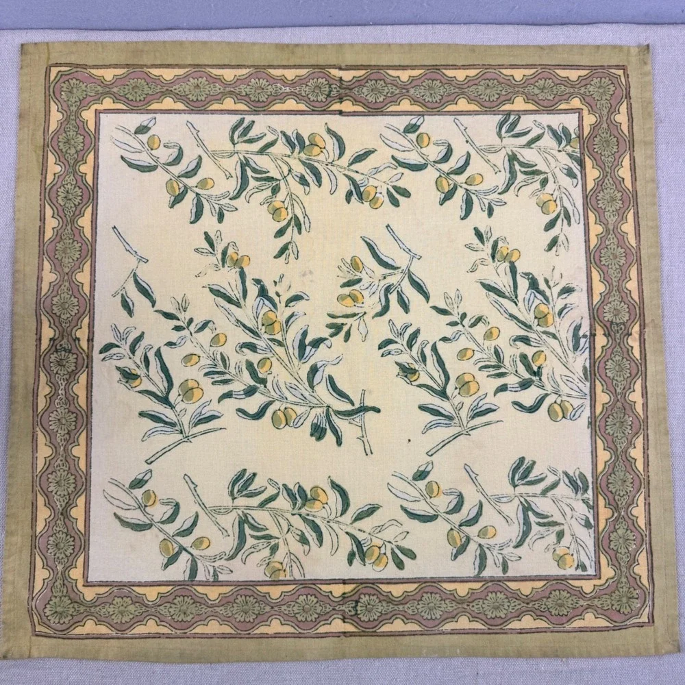 Set of 3 Couleur Nature Bruno Lamy Olive Branch Napkins Yellow Green 19